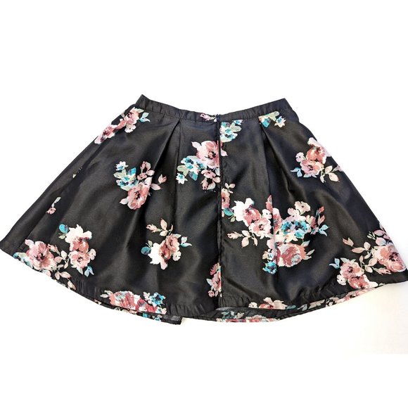 Sequin Hearts Floral Print Formal Fancy Prom Skirt Black Junior's Size 11 - Picture 2 of 4
